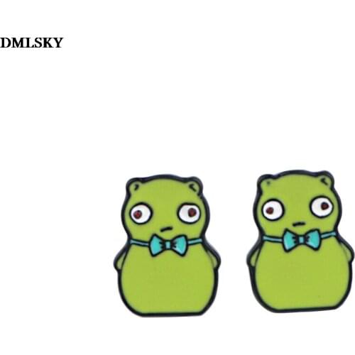M4735 DMLSKY Cartoon Monster Jewelry Stud Earring Enamel Earrings Pendant for Kids Girls Cute Accessories