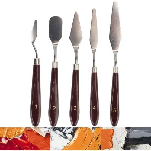 5Pcs/set Fine Arts Painting Tool Palette Gouache Supplies Spatula Kit Palette Knife Oil Painting Knife Crafts Spatula