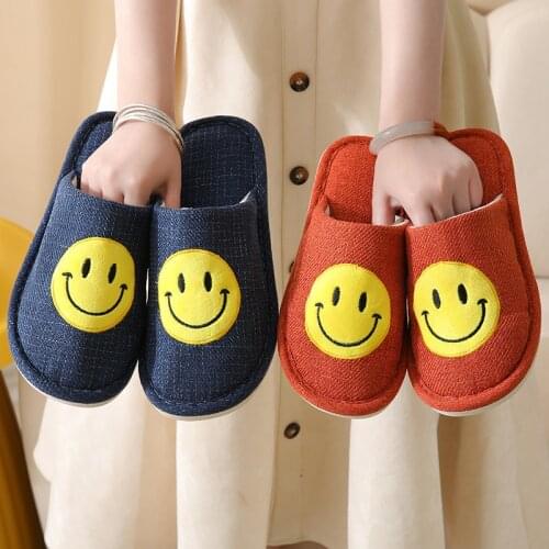 2021 new Autumn winter Indoor slippers Home cotton slippers Men and women couple Smiley cotton slippers womens house slippers