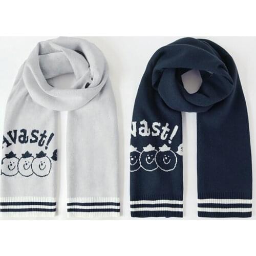Autumn Winter New Design Cartoon Tomato Letters Jacquard Thick Warm Long Scarf For Women Ladies Knitted Scarves