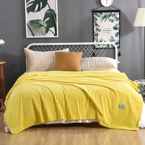 Cilected Solid Color Vertical Stripes Blanket Love Patch Office Nap Flannel Blanket Home Air-Conditioned Room Blanket