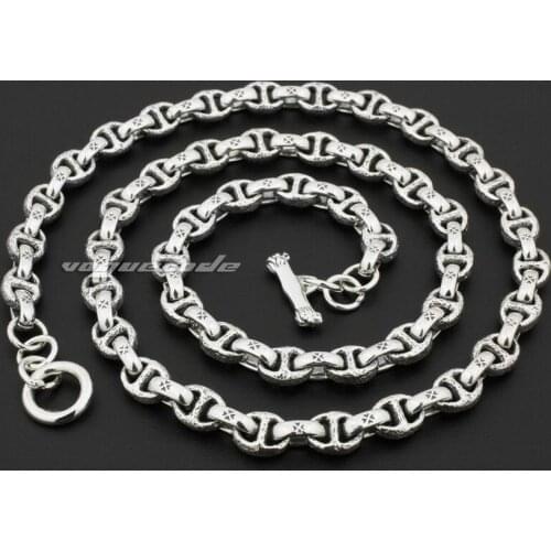 Huge Heavy 925 Solid Sterling Silver Mens Biker Rock Punk Necklace 8L008