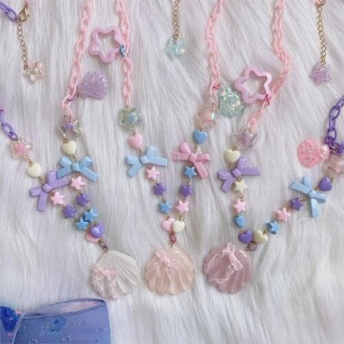 Lolita Original Hand-Made Cute Sweet Necklace AP Gradient Shell Small Sweet