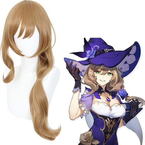 Genshin Impact Lisa Cosplay Women 65cm Christmas Linen Wig Cosplay Anime Cosplay Wigs Heat Resistant Synthetic Wigs Halloween