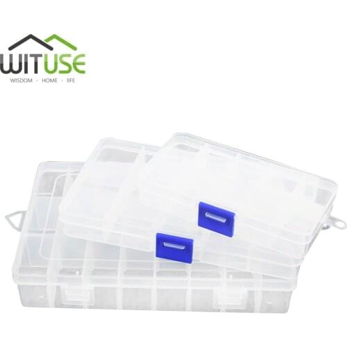 Plastic 10/15/24 Slots Adjustable Jewelry Storage Box Case Craft Organizer Clear Storage Box Case Jewelry Bead Screw Organizer