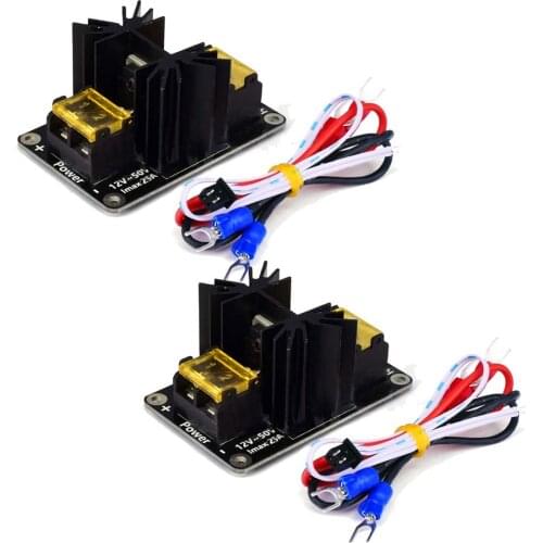 2pcs 3D Printer Accessories 25A Mos Tube Heat Bed Power Module Expansion Board High Current Load Module Replacement with Cables