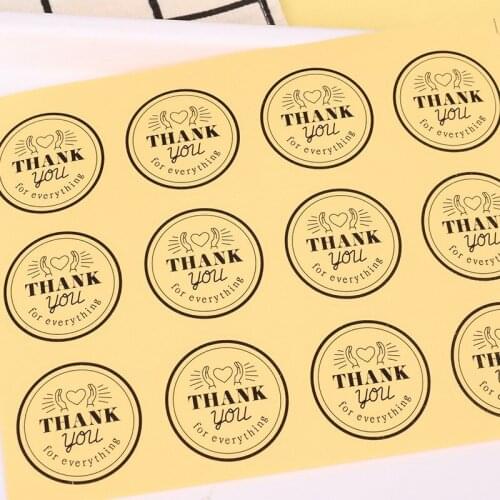 Transparent circle black thank you labels sticker,Gift Paper Labels Stickers,Decoration Labels Seal Stickers 120pcs/lot