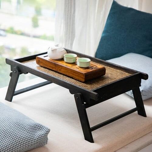 Japanese retro solid wood household tatami folding short tea table