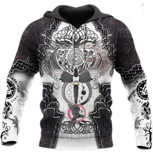 Viking Tattoo 3D Printed Harajuku Streetwear Hoodie Autumn Hoodies Sweatshirt Unisex Casual Jacket Oversized Hoodie Sudadera