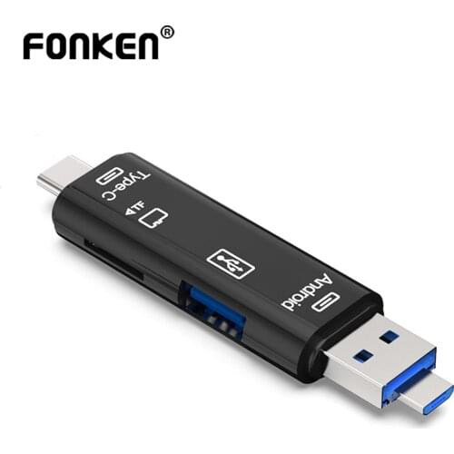 FONKEN USB Card Reader Micro USB Type C OTG Adapter TF Card Reader High Speed Memory Card Reader USB-C Connector Android Phone