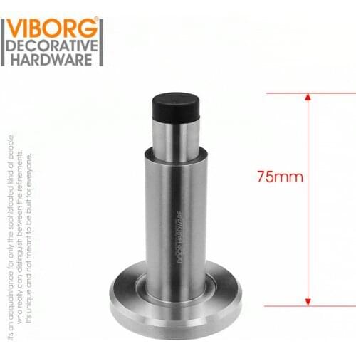 VIBORG Deluxe Adjustable 304 Stainless Steel + Rubber Door Stopper Wall mounted door Doorstop Door Stop Wall Protector Bumper