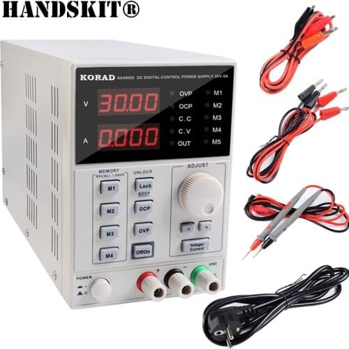 KA3005D 30V 5A High Precision Adjustable Digital DC Power Supply 4Ps Digital Voltage Regulator Power Supply With Connector Plugs
