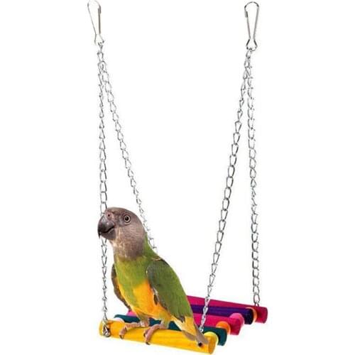 Funny Bird Toy Parrot Suspension Bridge Swing Budgie Cockatiel Bird Colorful Hanging Bridge Stand Bite Toys Pet Supplies