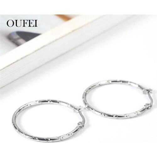 OUFEI Stainless Steel Jewelry For Women Hoop Earrings Female Jewellery Accessories Funny Earrings Fashion 2019 mass effect