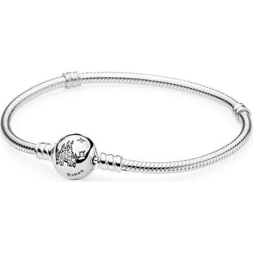 2019 New 100% 925 Sterling Silver Lovely Parks Bracelet Clear CZ Charm Bead for Fashion Women DIY Gift Jewelry Gift