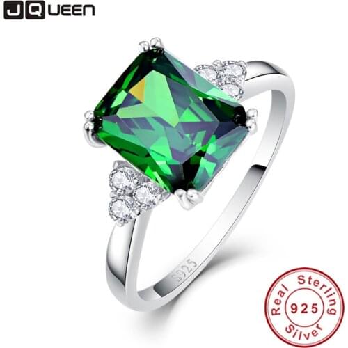 JQUEEN New Fashion 5.3ct Nano Russian Emerald Ring 925 Solid Sterling Silver Set High Quality Best Brand Jewelry For Women