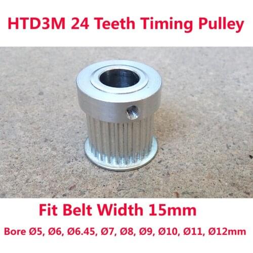 HTD 3M Timing Pulley 24 teeth Bore 5mmm ~12mm fit belt width 15mm for CNC laser machine engraving machine High quality