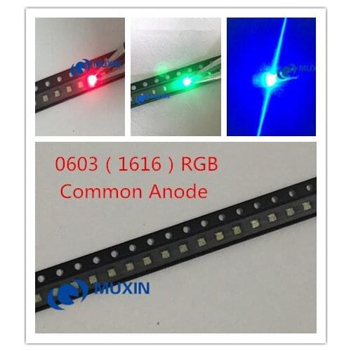 0603 (1616) RGB LED 500pcs Common Anode Tricolor Red Green Blue 0606 Surface Mount Chip SMD SMT LED Light Emitting Diode Lamp