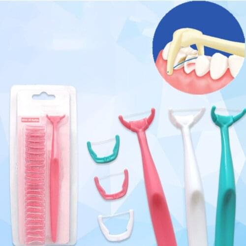 20 Pcs/Set White/Green/Pink Disposable Interdental Brush Teeth Stick Toothpicks Dental Floss Handle Oral Cleaning Flosser Tools