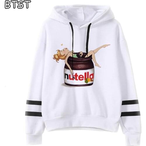 2020 Spring Womens Clothes Loose Nutella Kawaii Print Hoodies Woman Sweatshirt Harajuku Casual Pullover Tops