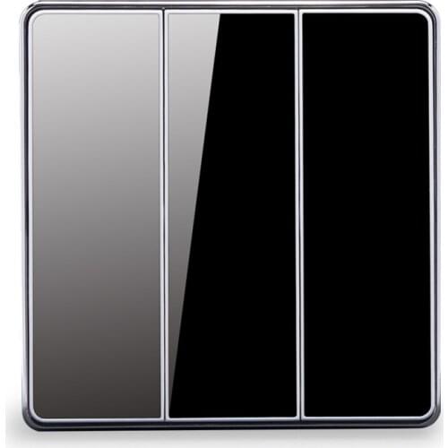 3 Gang Luxury Glass Mirror Surface Wall Switch Home Hotel 86x86mm Square Panel Light Switch