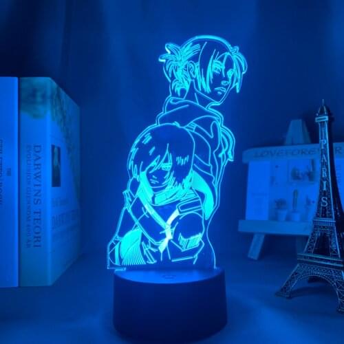 Anime Attack on Titan 3d Lamp Annie Leonhart Light for Bedroom Decoration Kids Gift Attack on Titan LED Night Light Mikasa