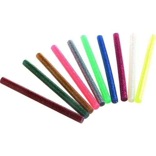 5x Glitter Hot Melt Glue Sticks For Electric Heating Tool DIY Art Craft 100x7mm 10 color H02