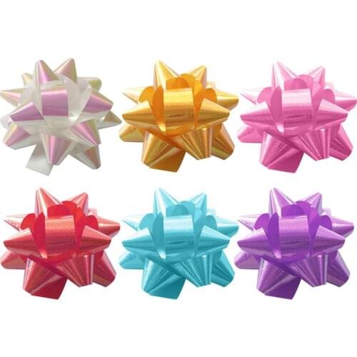 70pcs 2-inch Boxed PVC Star Lace Ribbon Christmas Gift Wrapping Gift Box Decoration(Mixed Color)