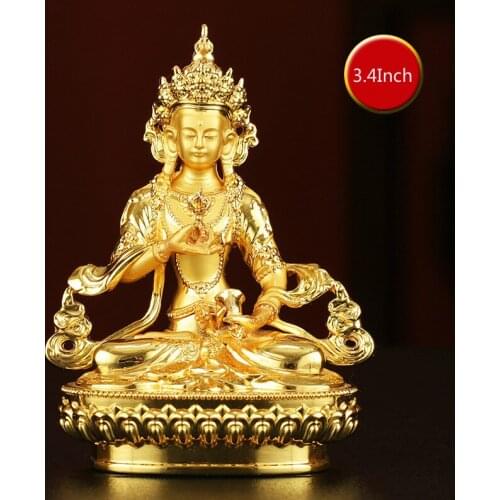 The 8.5 Cm High Statue of Vajrayana Buddha Worshipped At Home with 2 Inches of Alloy Statue of Vajrayana Bodhisattva