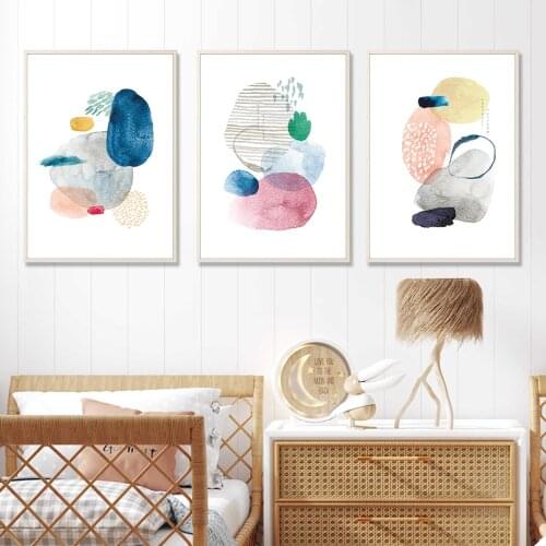 Abstract Japanese Wave Pattern Wall Art Watercolor Brush Texture Poster Canvas Prints Modern Painting Living Room Decoration