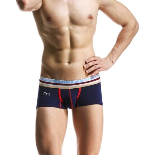 New seobean mens 100% cotton boxers male sexy low-waist pants male boxers underwear 4 colors