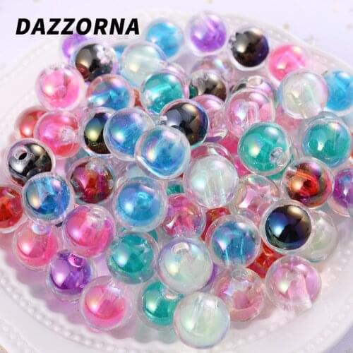 16mm 10/20/30Pcs Multicolor Acrylic Beads Transparent Smooth Round Half Hole Loose Spacer Beads for Jewelry Making Accessories