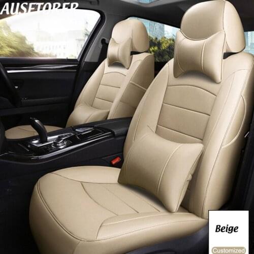 AUSFTORER Genuine Leather Cover Seats for Dodge Avenger Cowhide Custom Automobiles Seat Covers Sets Cushion Supports Accessories
