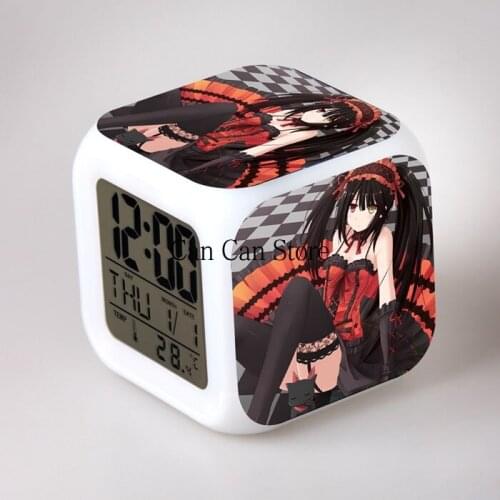 Anime DATE A LIVE 7 color Change Glowing Digital Alarm Clock Alarm Clock LCD Display with Temperature