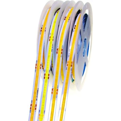 COB LED Strip 12 24 V Volt 320 384 528 LEDs High Density RA90 3000K 4000K 6000K Flexible COB LED Lights DC 12V 24V Tape 5m/lot