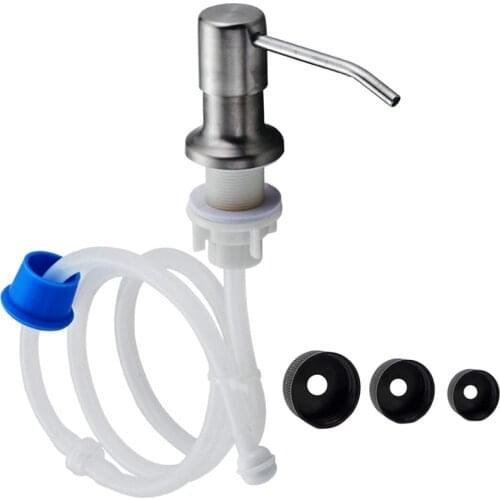 Soap Dispenser for Kitchen Sink Built in Countertop Soap Dispenser Pump Head with 46 inch Extension Tube Kit (Silver)