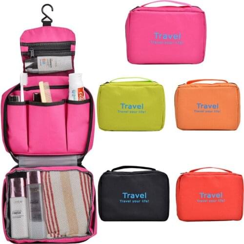 Travel Cosmetic Bag Women Necessaire Waterproof Luggage Organizer Zip Packs Portable With Hanging Hook Makeup Storage Bag
