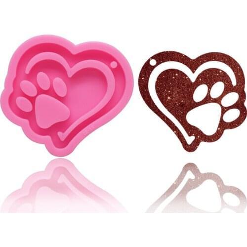 Double Love Heart Bear Paw Shape Mold Silicone For Making Key Ring Pendant Decoration Keychain Jewelry Epoxy Resin Handmade Tool