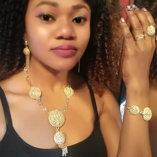 Fani african beads Bridal Jewelry set 2019 Nigerian woman Wedding Jewelry Set Dubai gold Designer Jewelry Set Wholesale