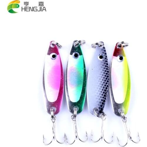 HENGJIA 4PCS/set 5cm 6.5g Spoon Fishing Lure Metal Jigging Lure slice spoon bait pesca Fishing Tackle Crankbait Jig Swimbait