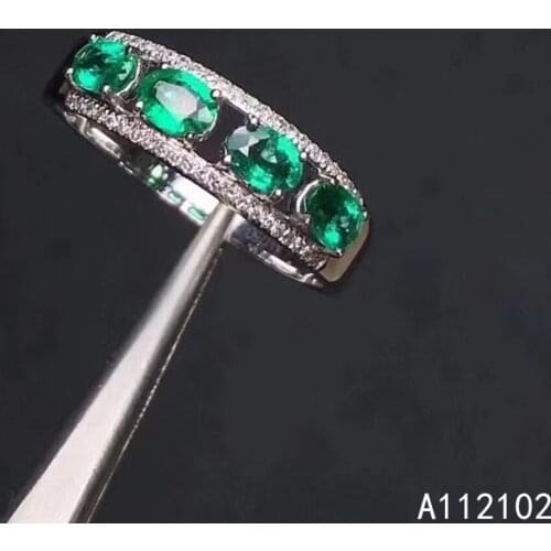 KJJEAXCMY fine jewelry 925 sterling silver inlaid natural emerald Girl noble luxury Chinese style ring support test