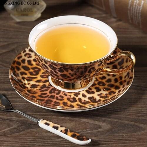 Classic Leopard Print European Bone China Coffee Cup and Saucer Phnom Penh Afternoon Tea Set Cup Set European Creative Home