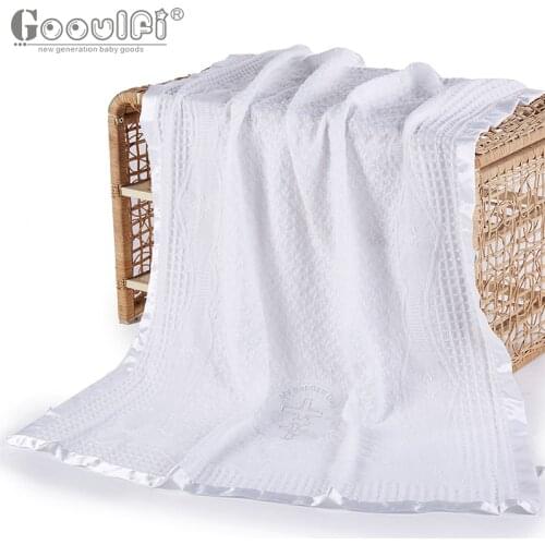 Gooulfi Christening Baby Blanket Baptism Knitted Shawl 0-3 Months Solid White Blanket Baby Acrylic Blessing Baby Blanket Newborn