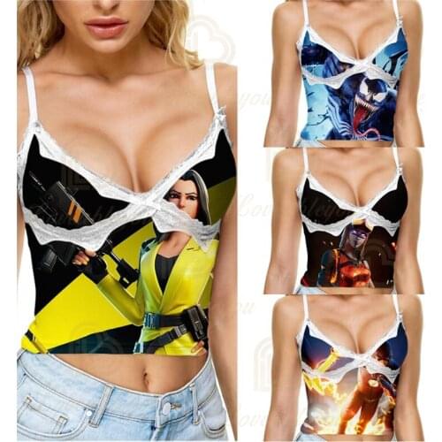 Fortress Night Crop Top Lace Cute Corset Top Spaghetti Strap Sweats Plus Size XXS-6XL Harajuku Tee Top Women Beach Vests