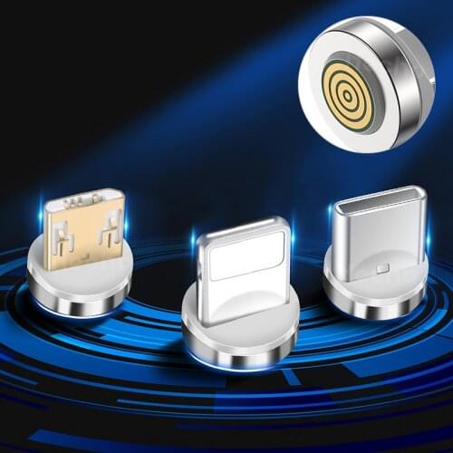 3A Round Magnetic Cable Plug Type C Micro USB C Plugs For iPhone Xiaomi Type C Converter Charging Cable Adapter