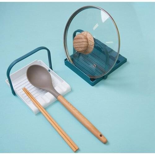 Kitchen Spoon Holders Fork Spatula Rack Shelf Organizer Plastic Spoon Rest Chopsticks Holder Non-slip Spoons Pad Kitchen Utensil