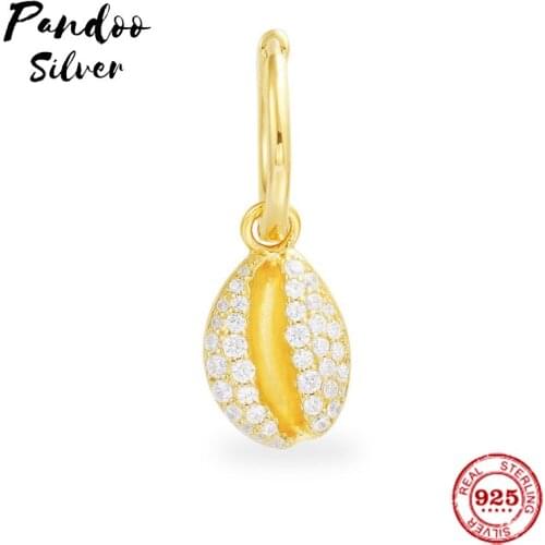 Fashion Charm Sterling Silver Original 1:1 Copy,Single Yellow Silver Small Seashell Earrings Luxury Jewelry Gift For Female