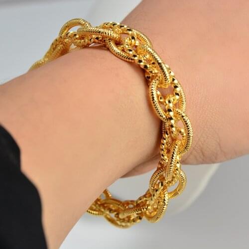 Dubai Bangles For Man Women Indian Bangles Africa Chain Jewelry Gold color Bangle&Bracelet Ethiopian Wedding Bride Jewelry