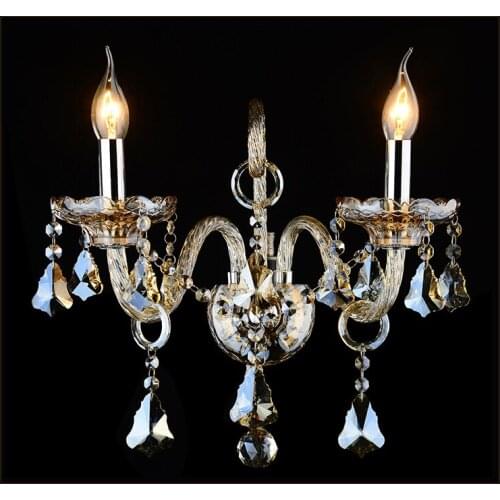 European Style Crystal wall Lamp luxury Bedroom Bedside Wall Aisle Ktv Candle K9 crystal wall lamp 1/2/3 heads wall lights