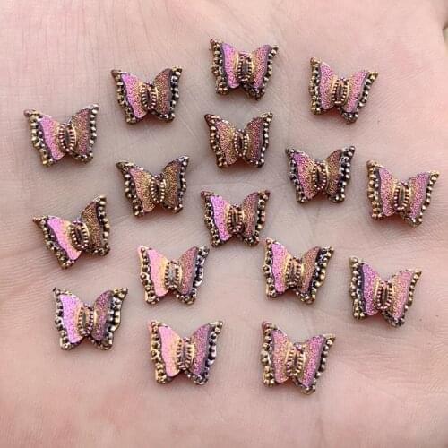 Wholesale 400pcs 9*11mm butterflies Flat back Resin Rhinestone appliques DIY Wedding scrapbook craft Non Hotfix butterfly Strass